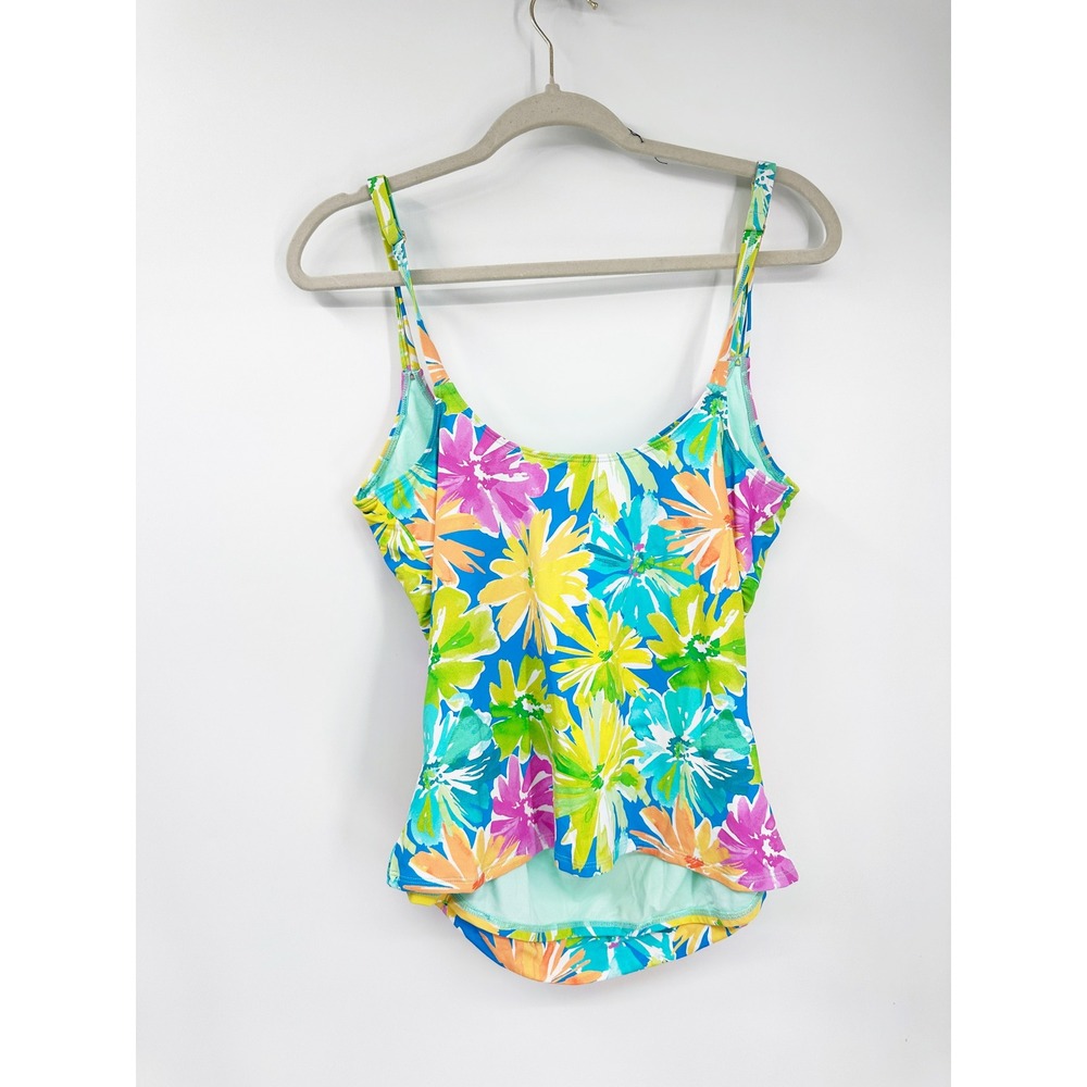Bleu Rod Beattie Tankini Top Size 12 Multi Color Floral Spring It On - Picture 3 of 5